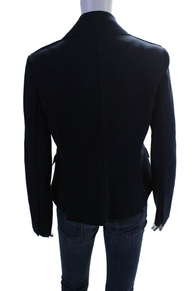 High Sport Womens Navy Blue Cotton Blend Pockets Remita Blazer Jacket Size M