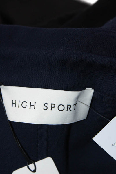 High Sport Womens Navy Blue Cotton Blend Pockets Remita Blazer Jacket Size M