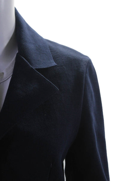 High Sport Womens Navy Blue Cotton Blend Pockets Remita Blazer Jacket Size L