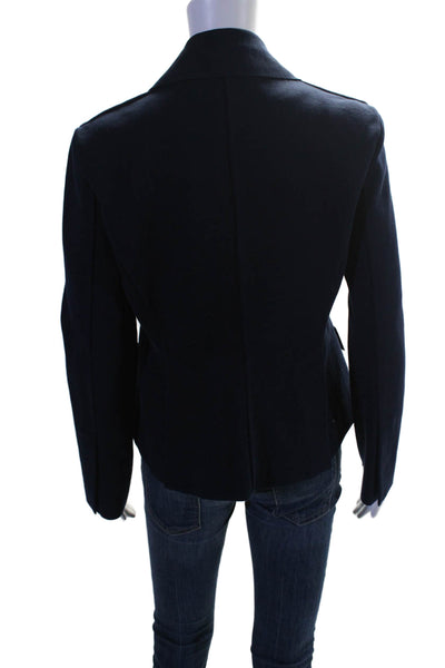 High Sport Womens Navy Blue Cotton Blend Pockets Remita Blazer Jacket Size L