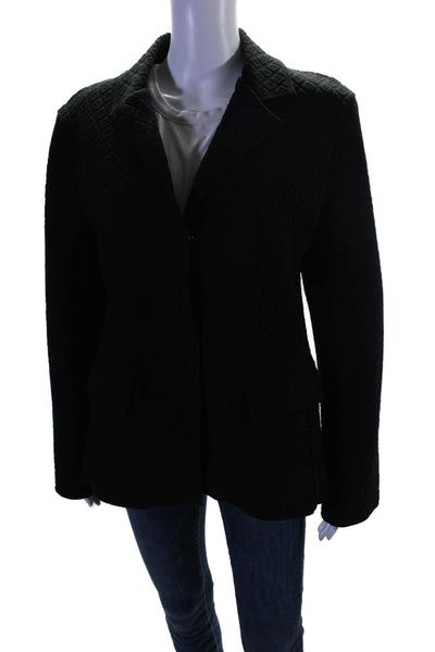 High Sport Womens Navy Blue Cotton Blend Pockets Remita Blazer Jacket Size L
