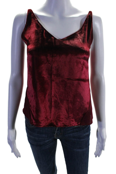 J Brand Womens Sleeveless V-neck Velvet Tank top Red Size XS