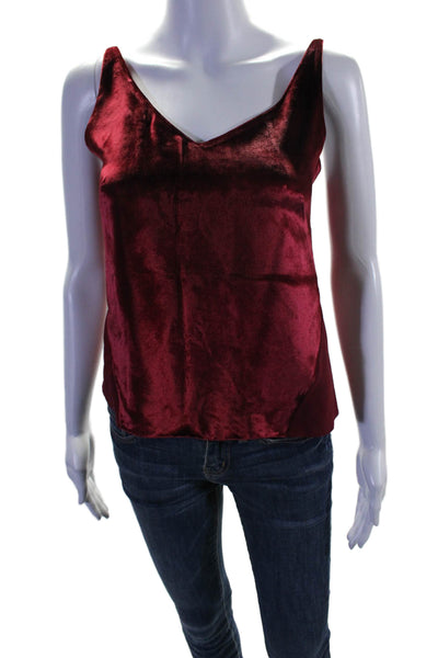 J Brand Womens Sleeveless V-neck Velvet Tank top Red Size XS