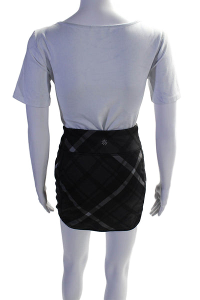 Athleta Womens Plaid Pull On Mini Skirt Black Grey Size Extra Extra Small