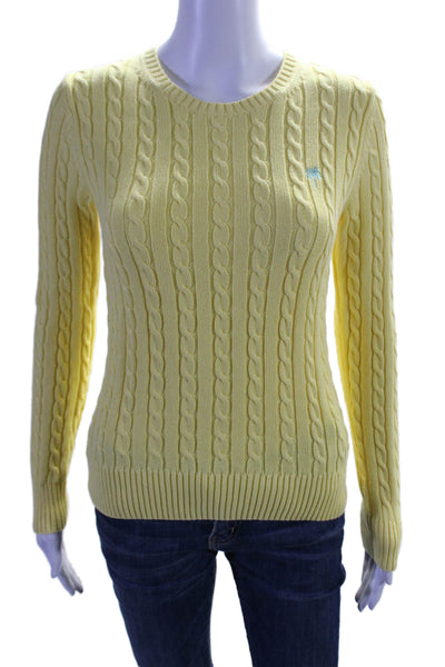 Lilly Pulitzer Womens Cable Knit Crew Neck Sweater Yellow Size Extra Small