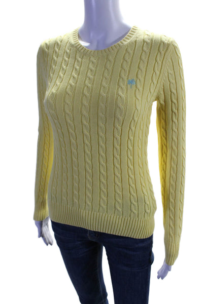 Lilly Pulitzer Womens Cable Knit Crew Neck Sweater Yellow Size Extra Small