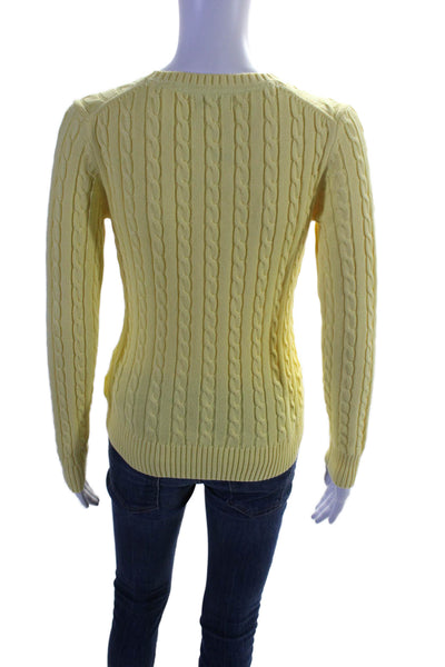 Lilly Pulitzer Womens Cable Knit Crew Neck Sweater Yellow Size Extra Small