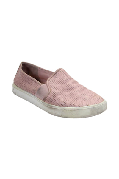 Vince Womens Leather Perforated Low Top Slide On Sneakers Pink Size 7.5