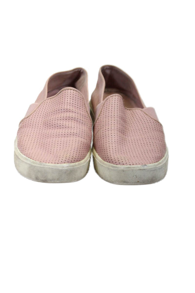 Vince Womens Leather Perforated Low Top Slide On Sneakers Pink Size 7.5