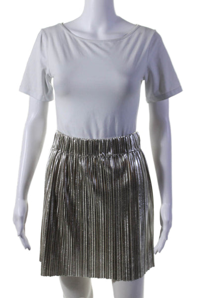 Etoile Isabel Marant Womens Textured Elastic Waist Shiny Skirt Silver Size EUR 3