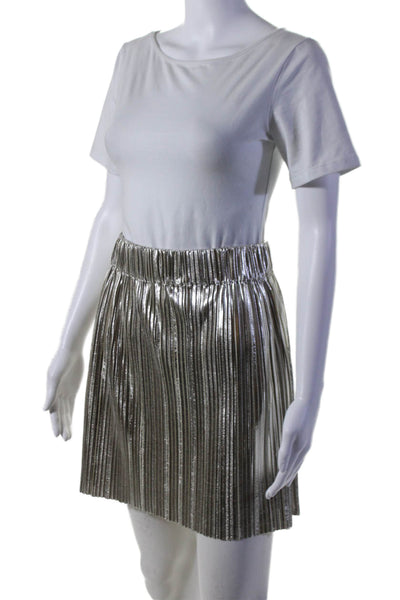 Etoile Isabel Marant Womens Textured Elastic Waist Shiny Skirt Silver Size EUR 3