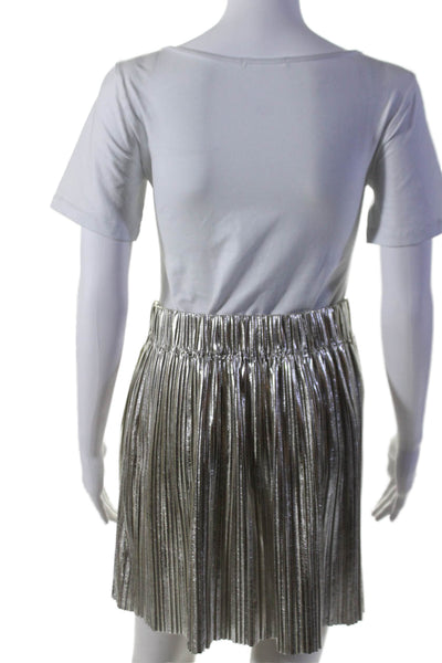 Etoile Isabel Marant Womens Textured Elastic Waist Shiny Skirt Silver Size EUR 3