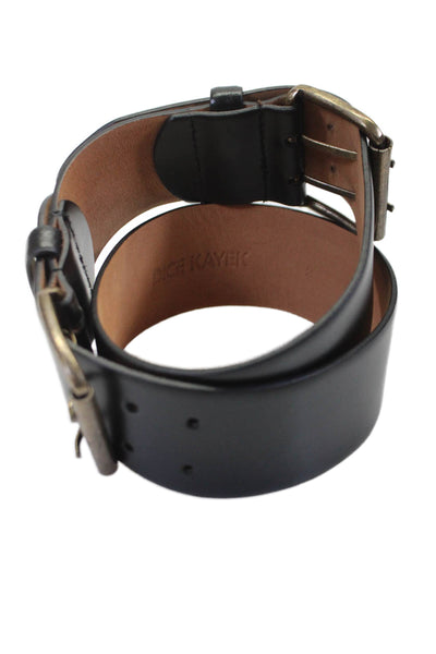 Dice Kayek Womens Leather Frame Buckle Wide Waist Belt Black Size T3