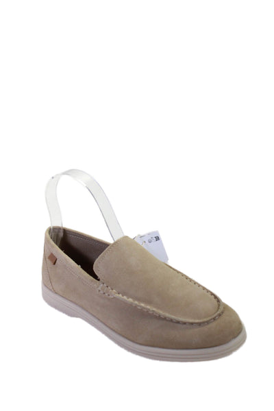 Zara Boys Round Toe Suede Rubber Sole Loafers Shoes Beige Size 4