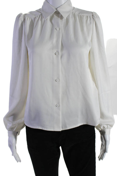 Wilfred Women's Collared Long Sleeves Button Down Shirt Cream Size 2XS