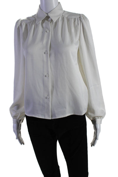 Wilfred Women's Collared Long Sleeves Button Down Shirt Cream Size 2XS