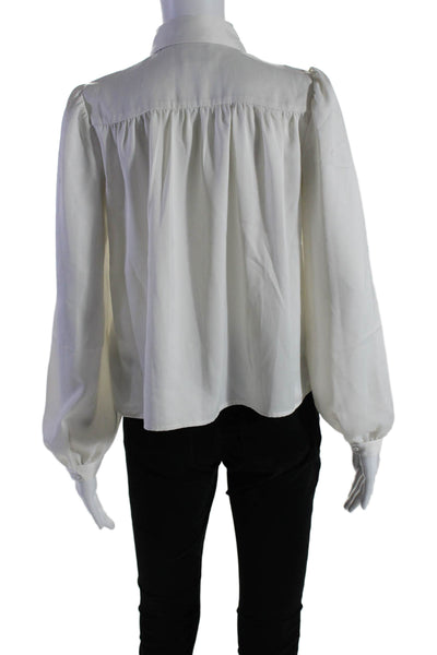 Wilfred Women's Collared Long Sleeves Button Down Shirt Cream Size 2XS