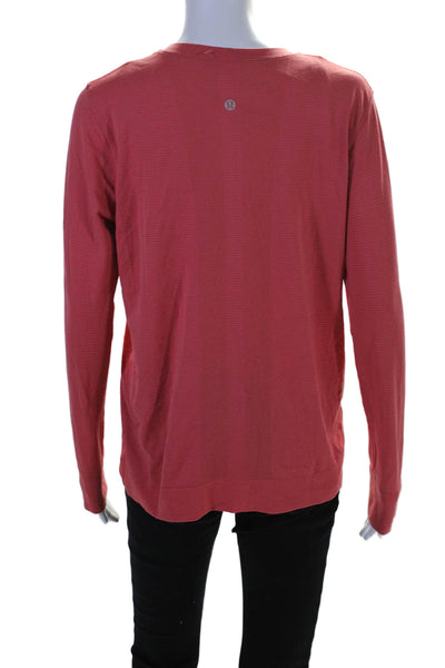 Lululemon Women's Round Neck Long Sleeves Pullover Athletic T-Shirt Red Size 8