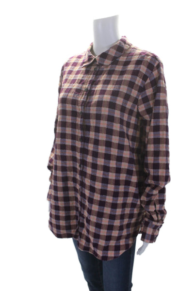 Scotch And Soda Womens Plaid Button Down Shirt Purple Pink Size Extra Large