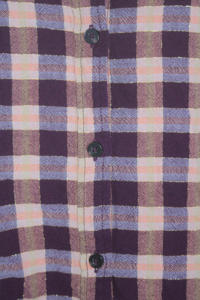 Scotch And Soda Womens Plaid Button Down Shirt Purple Pink Size Extra Large