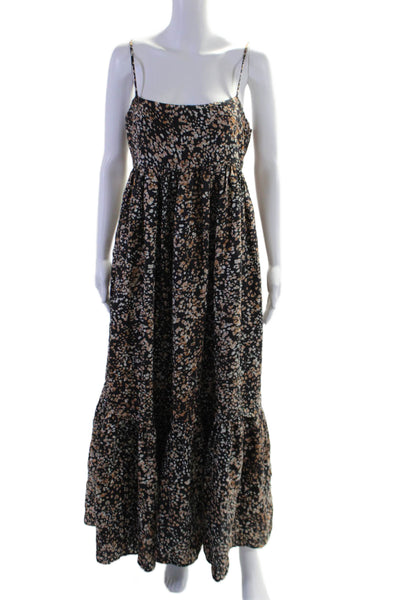 Acler Womens Linen Abstract Print Sleeveless Maxi Dress Black Multi Colored Size