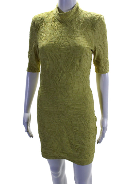 Elliatt Women's Mock Neck Short Sleeves Bodycon Mini Dress Green Size S