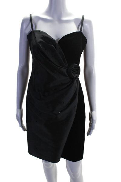 Armani Collezioni Womens Wool Strapless Rose Front Gems Dress Black Size 10