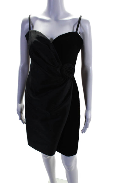 Armani Collezioni Womens Wool Strapless Rose Front Gems Dress Black Size 10