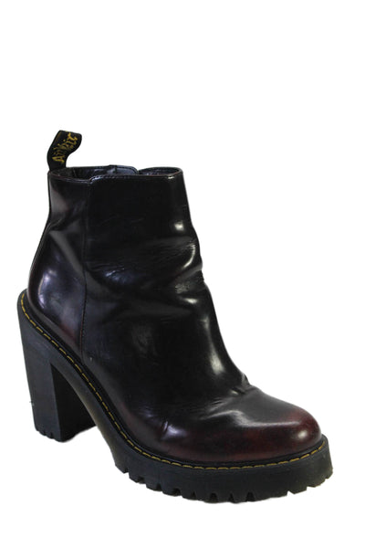 Dr. Martens Womens Leather Zip Up Platform Magdalena Ankle Boots Red Size 9