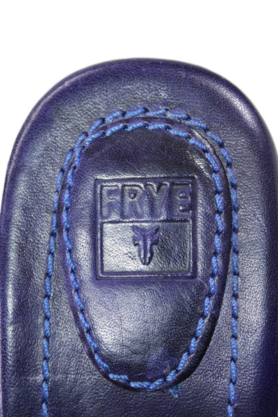 Frye Womens Leather Braided Strappy Peep Toe Platform Heels Blue Size 9