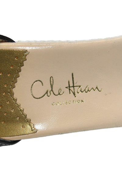 Cole Haan Collection Womens Patent Leather Peep Toe Wedges Black Size 9.5