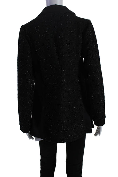 Dolce Cabo Womens Glitter Collared Long Sleeved Zipped Dress Blazer Black Size M