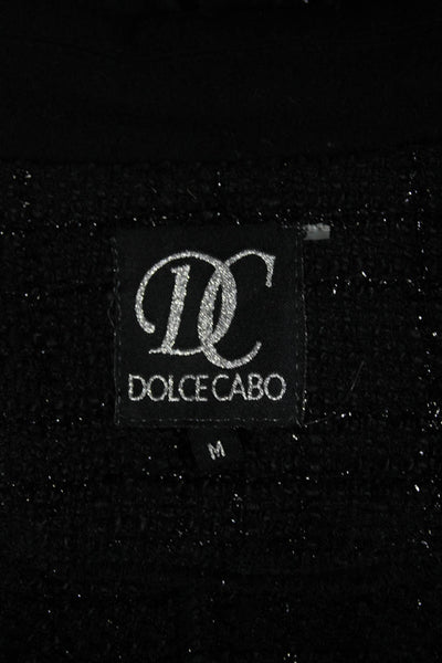 Dolce Cabo Womens Glitter Collared Long Sleeved Zipped Dress Blazer Black Size M