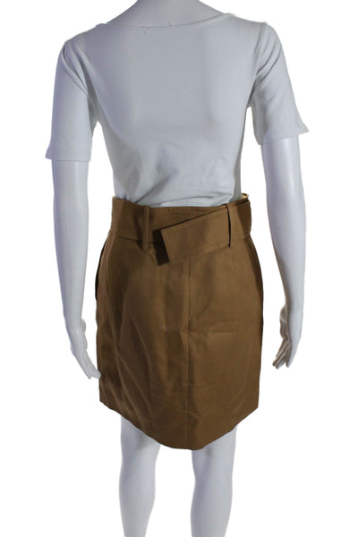 Sportmax Womens Cotton Belted Zipped Hook and Eye Closure Skirt Brown Size 2