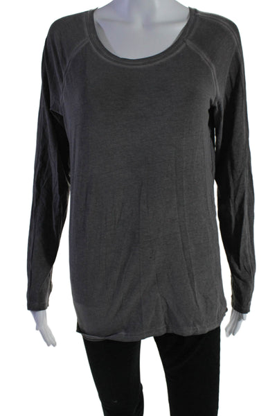 Lululemon Women's Round Neck Long Sleeves Basic T-Shirt Gray Size S