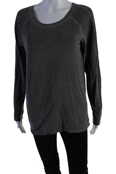 Lululemon Women's Round Neck Long Sleeves Basic T-Shirt Gray Size S