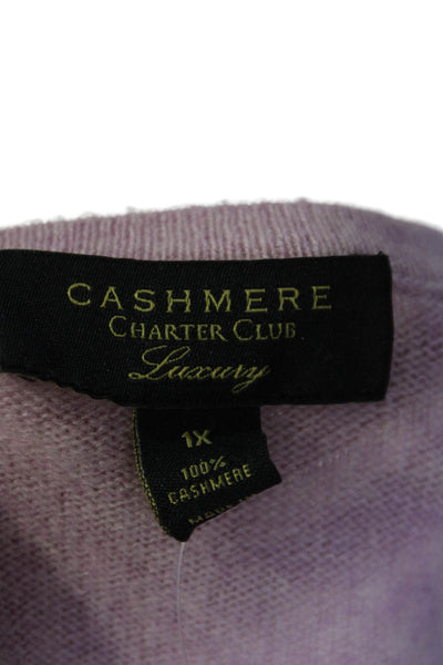 Cashmere Charter Club Womens Round Neck Cashmere Sweater Pink Size 1X