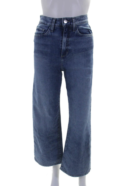 Joes Womens Cotton Zip Button High Rise Wide Ankle Denim Jeans Blue Size EUR 24