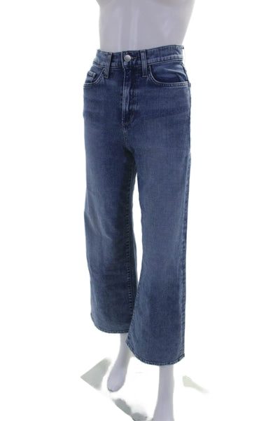 Joes Womens Cotton Zip Button High Rise Wide Ankle Denim Jeans Blue Size EUR 24