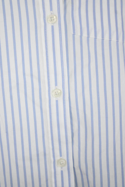 Les Coyotes De Paris Womens Cotton Striped Button Down Shirt Blue Size 36