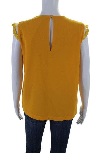 Suncoo Womens Embroidered V-Neck Sleeveless Pullover Blouse Top Yellow Size T2