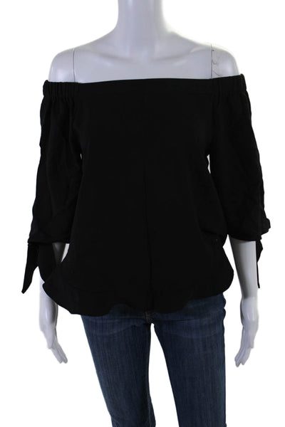 Olivia Grey Womens Long Sleeve Off the Shoulder Blouse Black Size XS