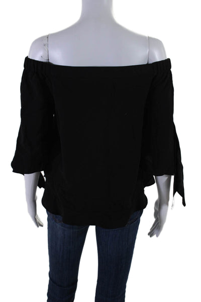 Olivia Grey Womens Long Sleeve Off the Shoulder Blouse Black Size XS