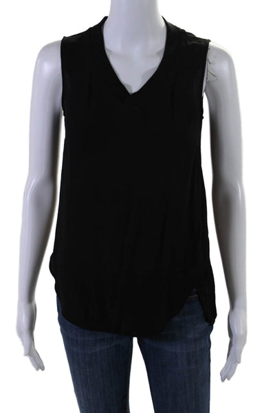 Theory Womens Silk Sleeveless V-neck Pullover Tank Top Blouse Black Size P