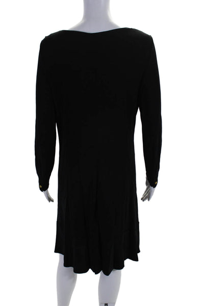 Tory Burch Womens Round Neck Long Sleeve Knee Length Dress Black Size L