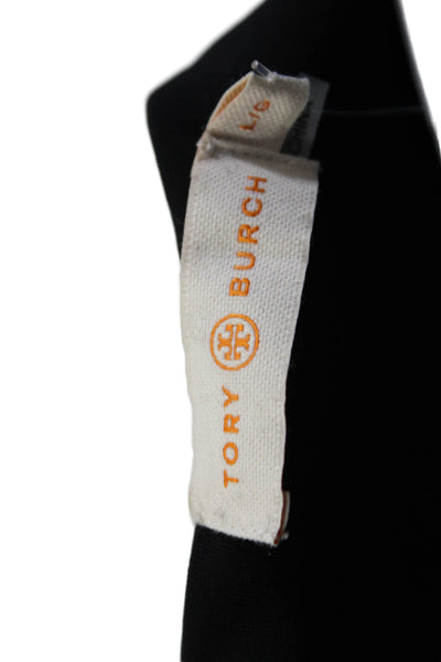 Tory Burch Womens Round Neck Long Sleeve Knee Length Dress Black Size L