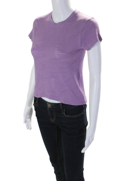 Lululemon Womens Round Neck Short Sleeve Pullover Activewear Top Purple Size 2