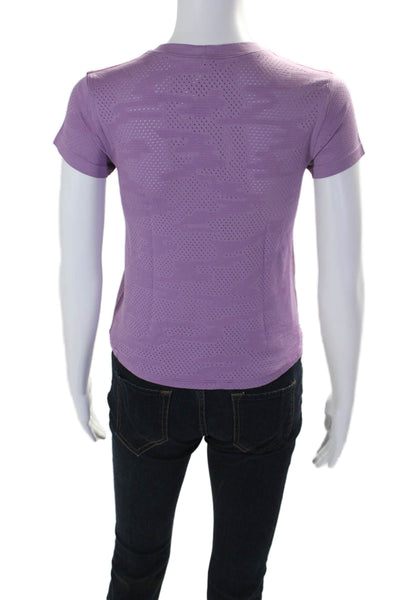 Lululemon Womens Round Neck Short Sleeve Pullover Activewear Top Purple Size 2