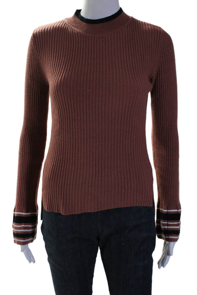 JOA Los Angeles Womens Mock Neck Long Sleeved High-Low Sweater Brown Size XS