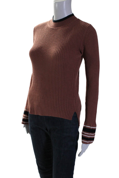 JOA Los Angeles Womens Mock Neck Long Sleeved High-Low Sweater Brown Size XS